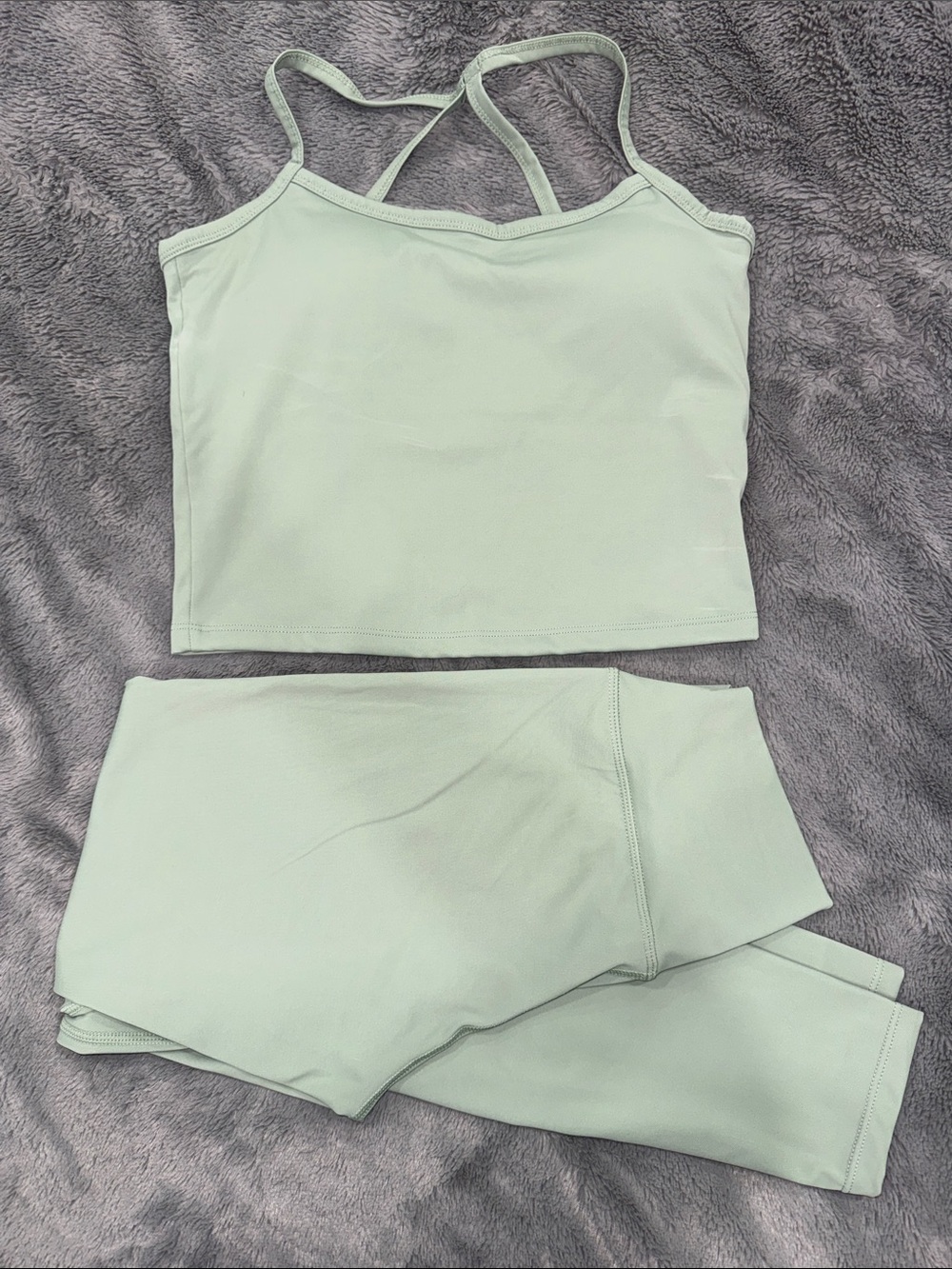 Everyday SageGreen Crop Cami and Legging Set built in bra